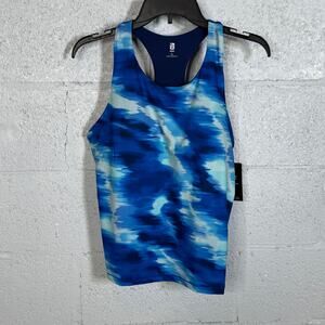 ID Ideology Women's Printed Shelf-Bra Tank Top Tartan Blue Large